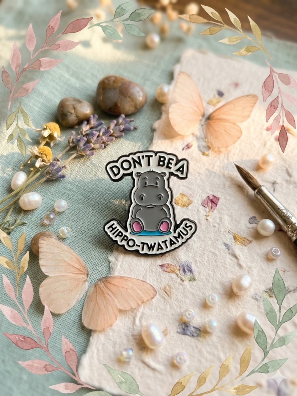 Don't Be a Hippo-Twatamus Enamel Pin - Gray